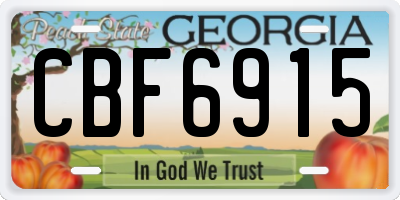 GA license plate CBF6915