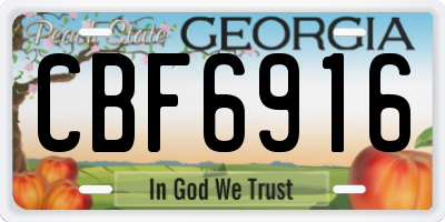 GA license plate CBF6916