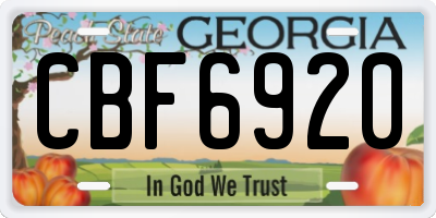 GA license plate CBF6920