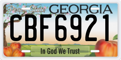 GA license plate CBF6921
