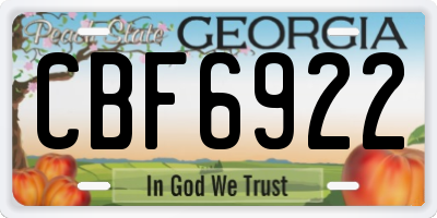 GA license plate CBF6922