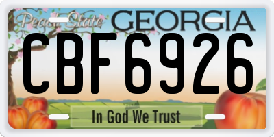 GA license plate CBF6926
