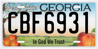 GA license plate CBF6931