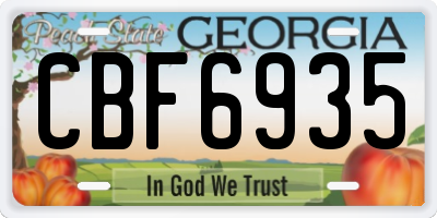 GA license plate CBF6935