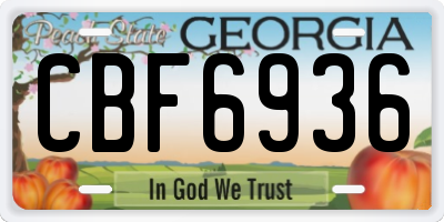 GA license plate CBF6936