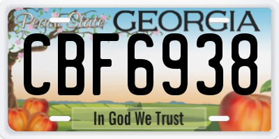 GA license plate CBF6938