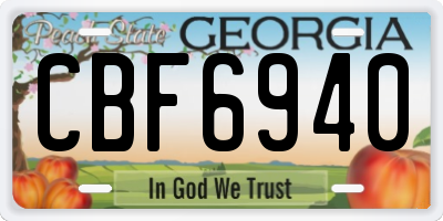 GA license plate CBF6940