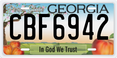 GA license plate CBF6942
