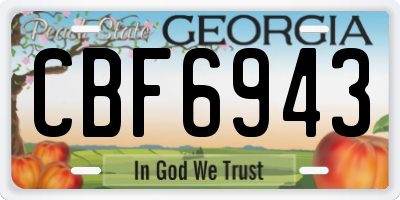 GA license plate CBF6943