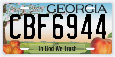 GA license plate CBF6944