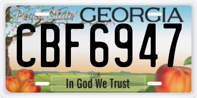 GA license plate CBF6947