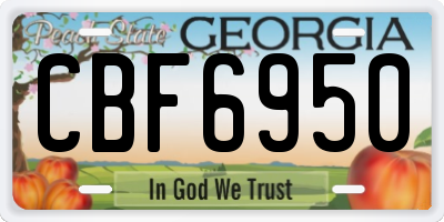 GA license plate CBF6950