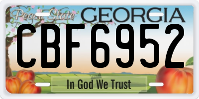 GA license plate CBF6952