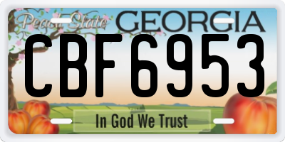 GA license plate CBF6953