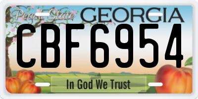 GA license plate CBF6954