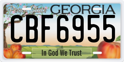 GA license plate CBF6955