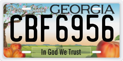 GA license plate CBF6956