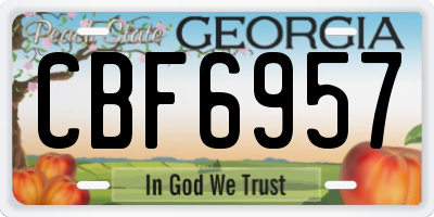 GA license plate CBF6957