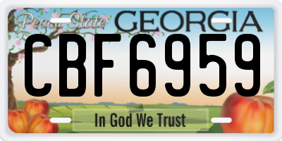 GA license plate CBF6959