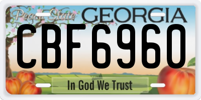GA license plate CBF6960
