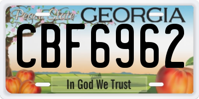 GA license plate CBF6962