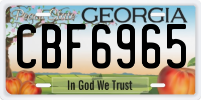 GA license plate CBF6965