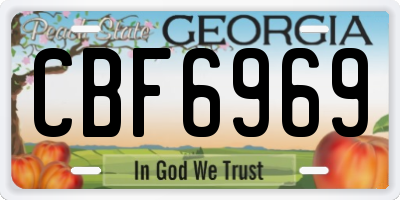 GA license plate CBF6969