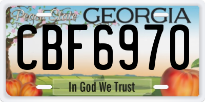 GA license plate CBF6970