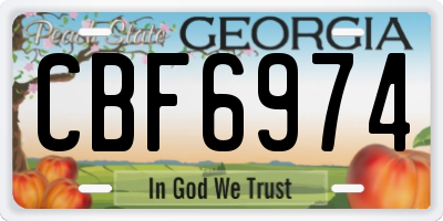GA license plate CBF6974