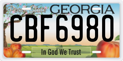 GA license plate CBF6980