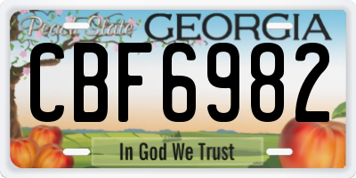 GA license plate CBF6982