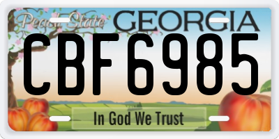 GA license plate CBF6985