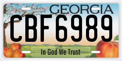 GA license plate CBF6989