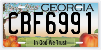 GA license plate CBF6991