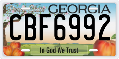 GA license plate CBF6992