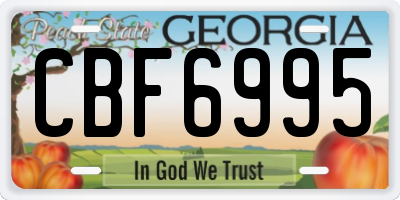 GA license plate CBF6995