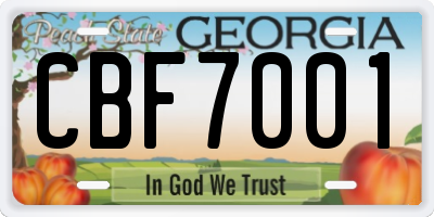 GA license plate CBF7001
