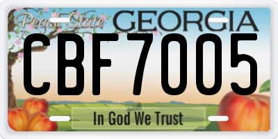 GA license plate CBF7005
