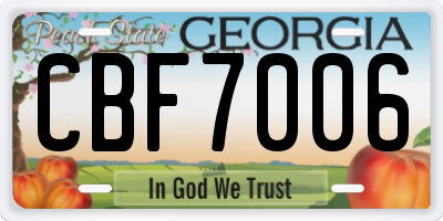 GA license plate CBF7006