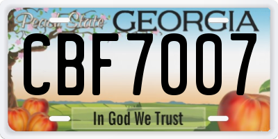 GA license plate CBF7007
