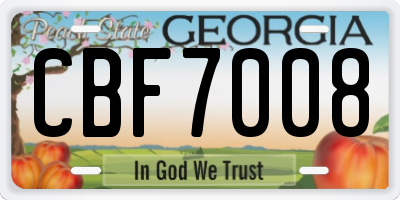 GA license plate CBF7008