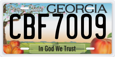 GA license plate CBF7009