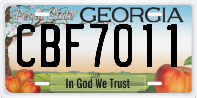 GA license plate CBF7011
