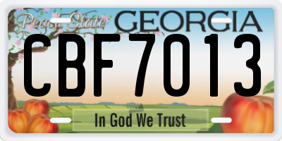 GA license plate CBF7013