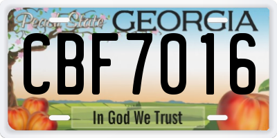 GA license plate CBF7016