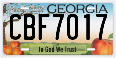 GA license plate CBF7017
