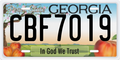 GA license plate CBF7019