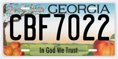GA license plate CBF7022