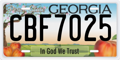 GA license plate CBF7025