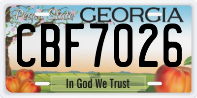 GA license plate CBF7026